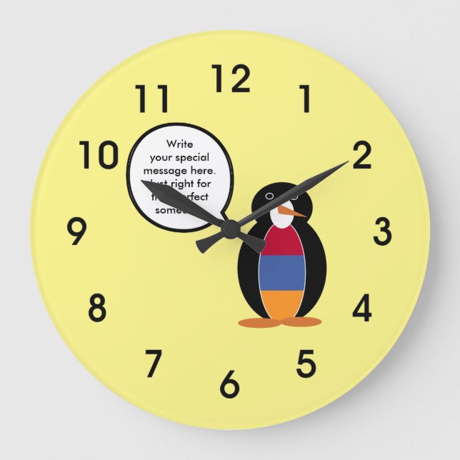 Armenia Talking Ms Penguin Personalized  Large Clock (Front)