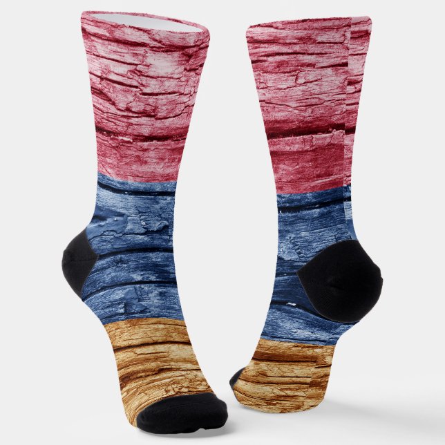 Armenia wooden flag socks (Angled)