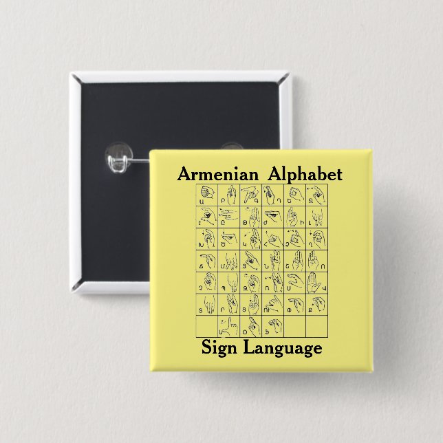 Armenian Alphabet Sign Language Button (Front & Back)