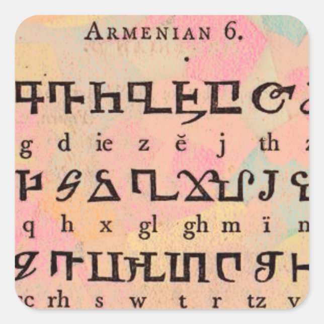 Armenian Alphabet Square Sticker (Front)