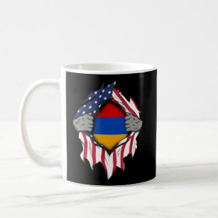 Armenian American Flags Hands Ripping Flag  Coffee Mug