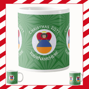 Armenian Angel Christmas Flag Personalized  Large Coffee Mug