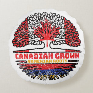Armenian Armenia Canadian Canada Tree Roots Flag Round Pillow
