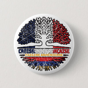 Armenian Armenia French France Tree Roots Flag 2 Inch Round Button