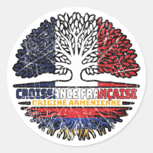 Armenian Armenia French France Tree Roots Flag Classic Round Sticker