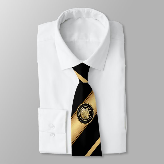 Armenian Coat of arms/ alphabet Neck Tie (Tied)