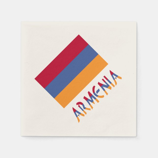 Armenian Flag and Armenia in Flag Colours Napkin (Front)