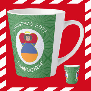 Armenian Flag Angel Christmas Personalize Latte Mug