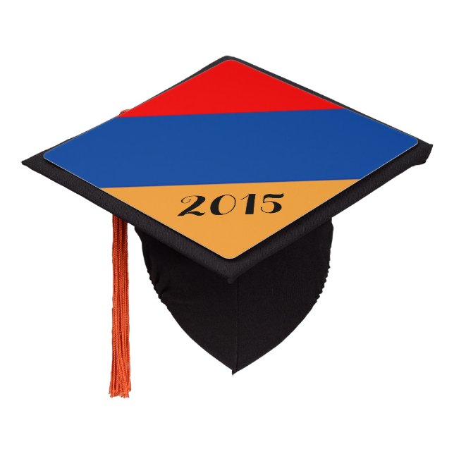 Armenian Flag graduation cap topper (Angled)
