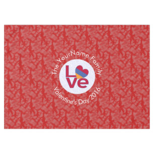 Armenian Flag Heart LOVE Red Personalized Text Tablecloth