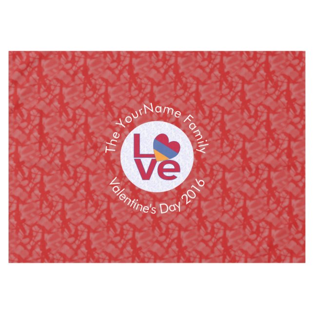Armenian Flag Heart LOVE Red Personalized Text  Tablecloth (Front (Horizontal))