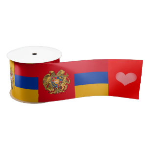 Armenian Flag Ribbon, Emblem, Heart, Armenia Satin Ribbon