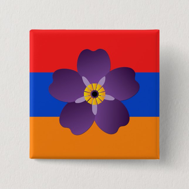 Armenian Genocide Centennial Emblem & Flag Button (Front)
