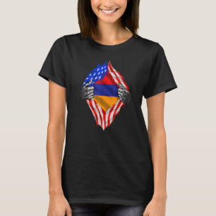 Armenian Heritage Armenia Roots US American Flag P T-Shirt