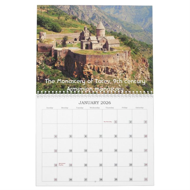 Armenian historical heritage - Calendar (Jan 2026)