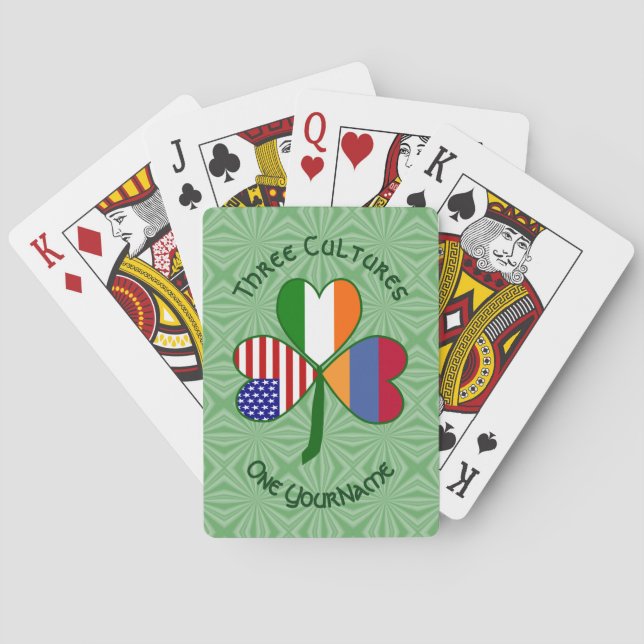 Armenian Irish American Shamrock Flag Personalized Playing Cards (Back)