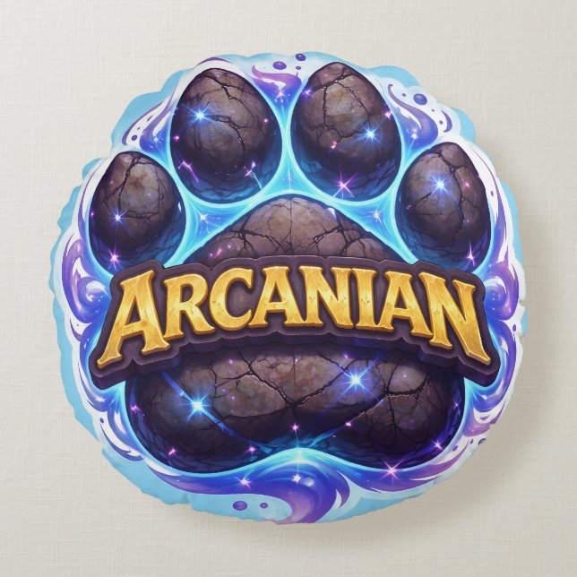 Armenian Mystic paw print round throw pillow (Front)