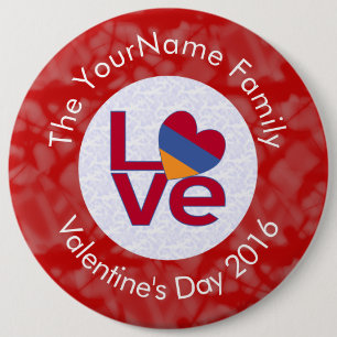 Armenian Red Letters LOVE Flag Personalized 6 Inch Round Button
