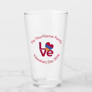Armenian Red Letters LOVE Flag Personalized Glass