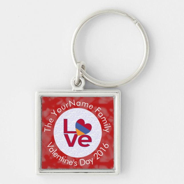 Armenian Red Letters LOVE Flag Personalized  Keychain (Front)