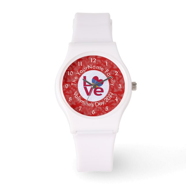 Armenian Red Letters LOVE White on Red Watch (Front)