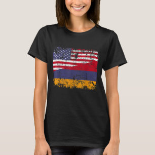 ARMENIAN ROOTS Half American Flag USA ARMENIA FLAG T-Shirt