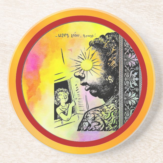 Armenian Saying Beverage Coaster (Front)
