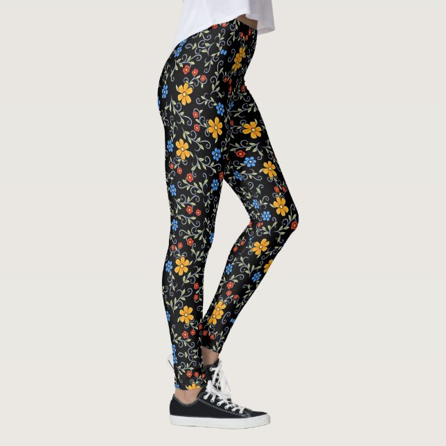 Armenian  Tricolor Flowers Leggings (Right)