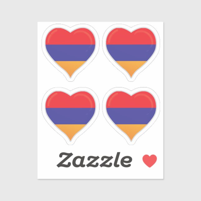 Arménie amour drapeau orgueil autocollant coeur (Feuille)