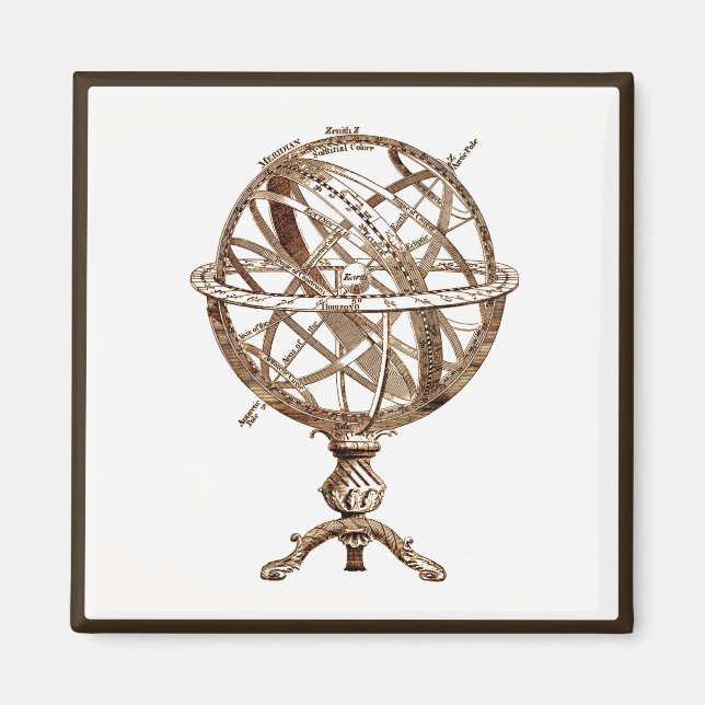 Armillary Celestial Sphere Vintage Sepia Magnet (Front)