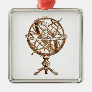 Armillary Celestial Sphere Vintage Sepia Metal Ornament