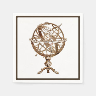Armillary Celestial Sphere Vintage Sepia Napkin