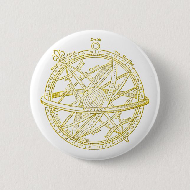 Armillary sphere 2 inch round button (Front)