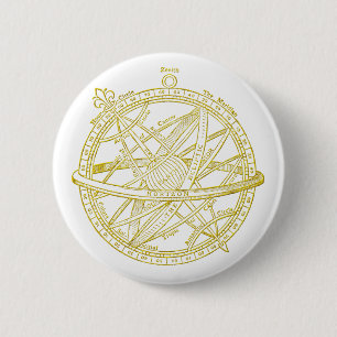 Armillary sphere 2 inch round button