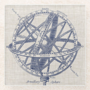 Armillary Sphere Diagram Glass Coaster