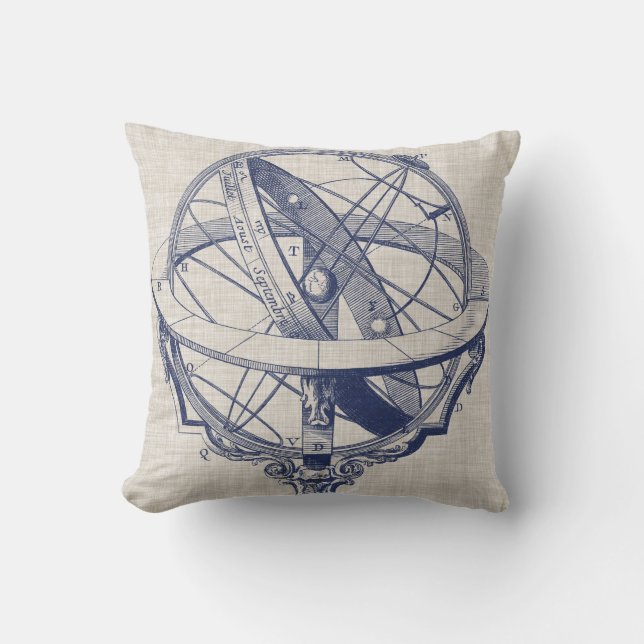 Armillary Sphere Throw Pillow (Front)