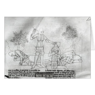 Arming a knight on a battlefield