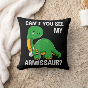Armissaur Broken Bones Arm Injury Dinosaur Recover Throw Pillow