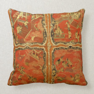Armoire with four Chinoiserie red lacquer panels e Throw Pillow