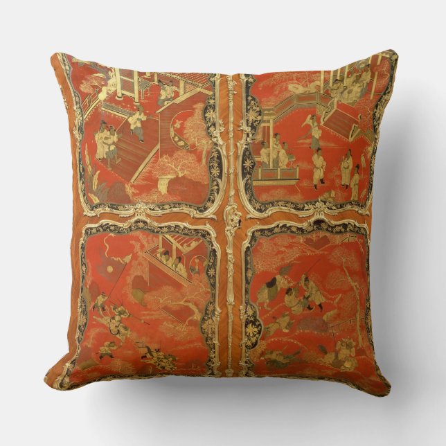 Armoire with four Chinoiserie red lacquer panels e Throw Pillow (Front)
