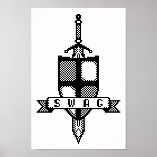 Armoiries À 8 Bits Porte-Épée Pixel Poster D'Art (Devant)