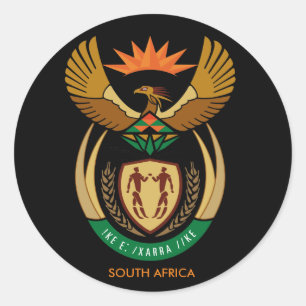 Armoiries de l'Afrique du Sud Sticker rond classiq