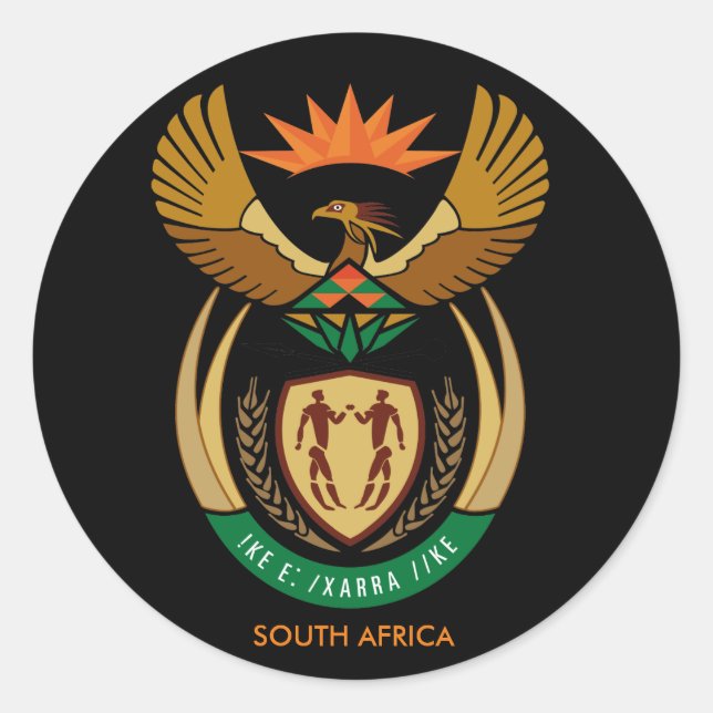 Armoiries de l'Afrique du Sud Sticker rond classiq (Devant)