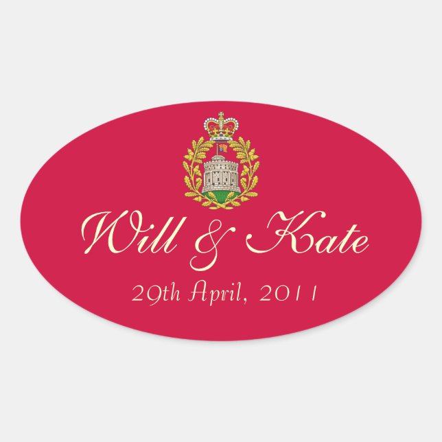 Armoiries Royal Will & Kate Sticker (Rouge) (Devant)