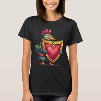 Armour Bird Paladin With Heart Shield Love Protect T-Shirt