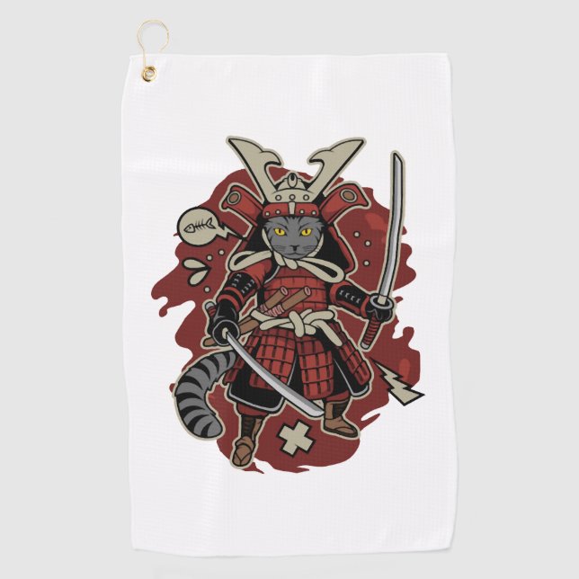 Armoured Cat Samurai Golf Towel (Front)