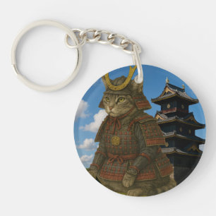 Armoured Cat Warrior Illustration Keychain