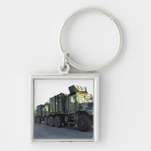 Armoured trucks sit on the pier at Morehead City Keychain