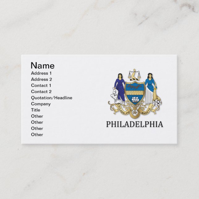 Arms of the city of Philadelphia Business Card (Front)