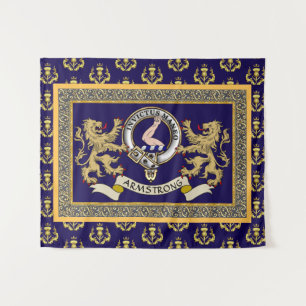 Armstrong Clan Badge Personalized Blue Tapestry